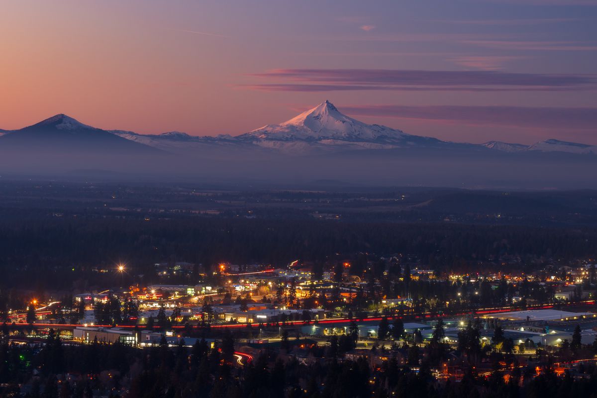 Bend, Oregon at night.
